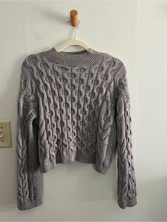 Anthropologie Sweaters - Anthropologie Cable Knit Crop Long Sleeve Sweater Sz S Cottagecore Preppy